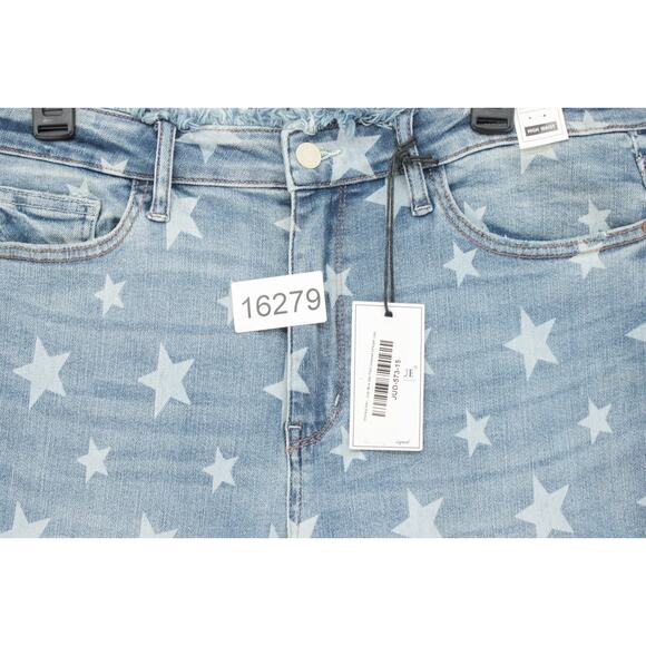 New Judy Blue Jeans Women 15/32 Blue Denim Shining Star Print Cropped Straight - Picture 13 of 13